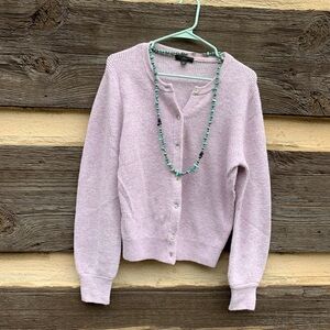 J.Crew S lilac purple rhinestone crystal button down cardigan sweater alpaca